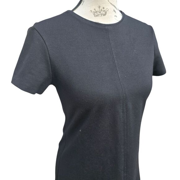 Mango -702 Black Ponte Sheath Dress‎ Crew-neck Short Sleeve Women's Small - Picture 3 of 9